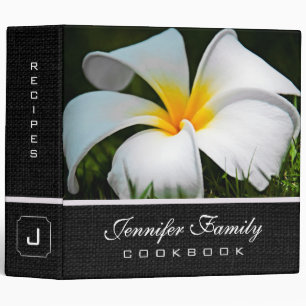 White Plumeria Frangipani Hawaii Flowers 3 Ring Binder