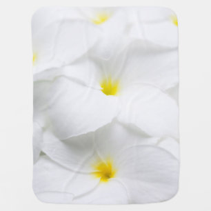 White Plumeria Frangipani Hawaiian Tropical Flower Stroller Blanket