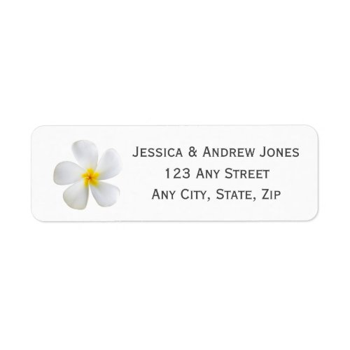 White Plumeria on Blue Tropical Floral Label