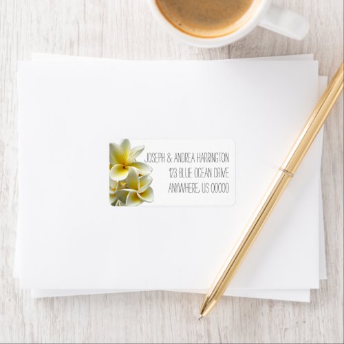 White Plumeria Tropical Return Address Labels