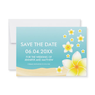 White Plumeria Tropical Wedding Save The Date