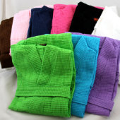 White Plus Size Waffle Robe with Blue Monogram (Colors)