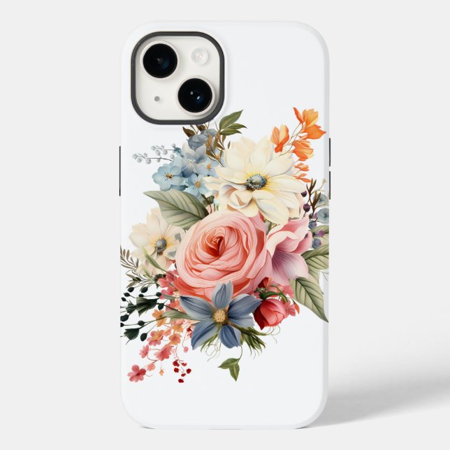 White pocket phone with a bouquet of roses Case-Mate iPhone case (Back)