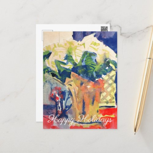 White Poinsettia 181203 Holiday Postcard