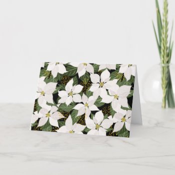 White Poinsettia Christmas Holiday Card by prettypicture at Zazzle