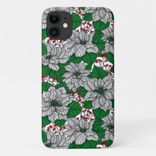 White poinsettia, Christmas pattern iPhone 11 Case