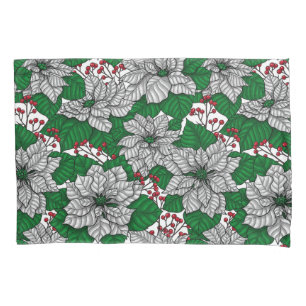 White poinsettia, Christmas pattern Pillow Case