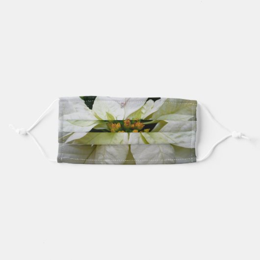 White Poinsettia Elegant Christmas Holiday Floral Adult Cloth Face Mask (Front, Folded)
