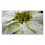 White Poinsettia Elegant Christmas Holiday Floral Business Card Magnet
