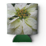 White Poinsettia Elegant Christmas Holiday Floral Can Cooler