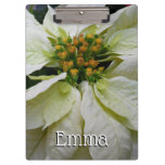 White Poinsettia Elegant Christmas Holiday Floral Clipboard