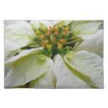 White Poinsettia Elegant Christmas Holiday Floral Cloth Placemat