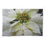 White Poinsettia Elegant Christmas Holiday Floral Kitchen Towel