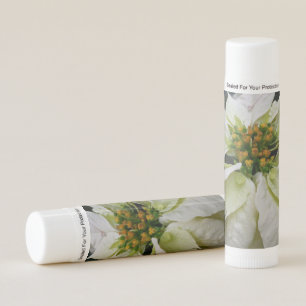 White Poinsettia Elegant Christmas Holiday Floral Lip Balm