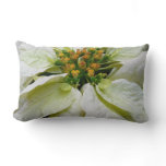 White Poinsettia Elegant Christmas Holiday Floral Lumbar Pillow