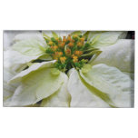 White Poinsettia Elegant Christmas Holiday Floral Place Card Holder
