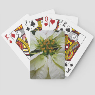 White Poinsettia Elegant Christmas Holiday Floral Poker Cards