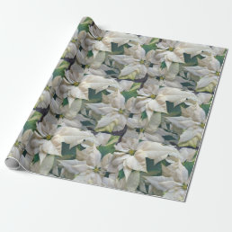 White Poinsettia Holiday Wrapping Paper
