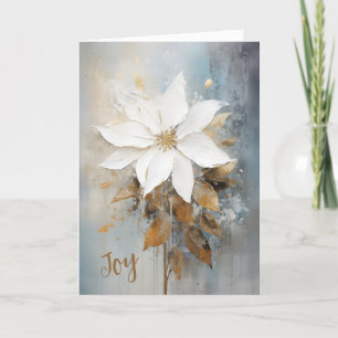 White Poinsettia Joy Christmas Card