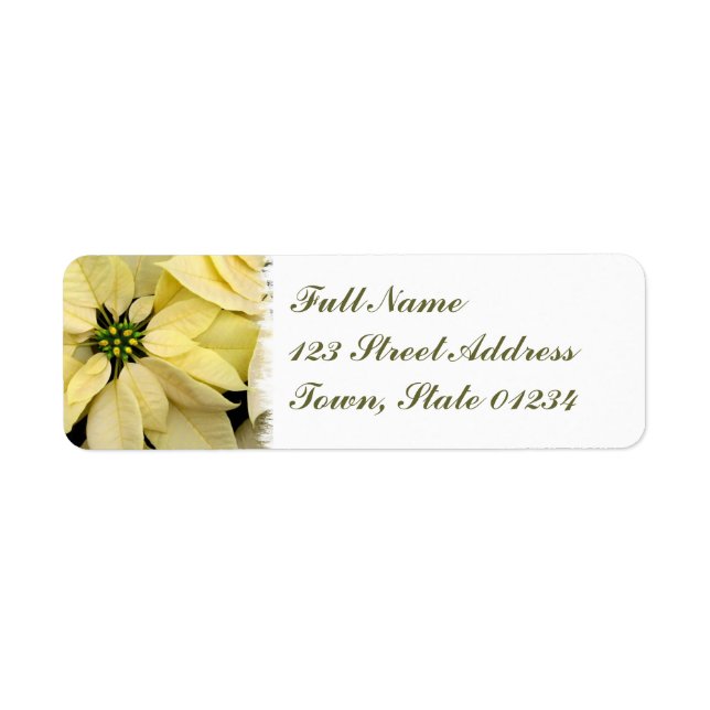 White Poinsettia  Mailing Label (Front)