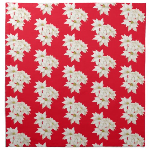 White Poinsettias Cloth Napkin