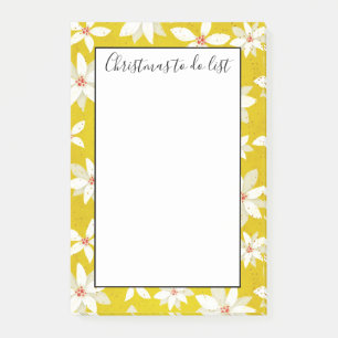 White Poinsettias Golden Yellow To Do List Post-it Notes