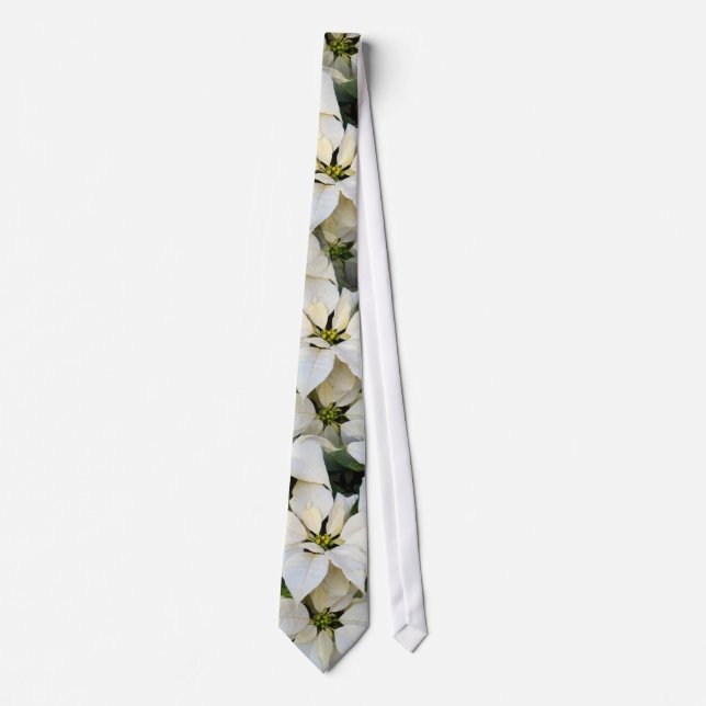 White Poinsettias Wedding Tie (Front)