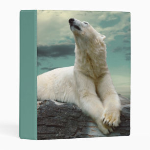 White Polar Bear Hunter on rock Mini Binder