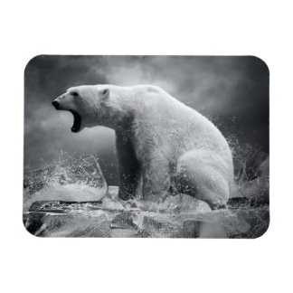 White Polar Bear Hunter on the Ice in water Magnet