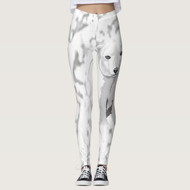 White Polar Bear Leggings Long (Front)