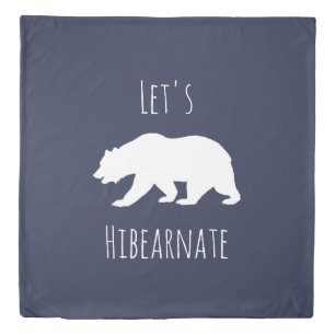 White Polar Bear Let's Hibearnate & Stripes Duvet Cover