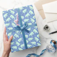 White Polar Bear on Blue All Occasion Wrapping Paper