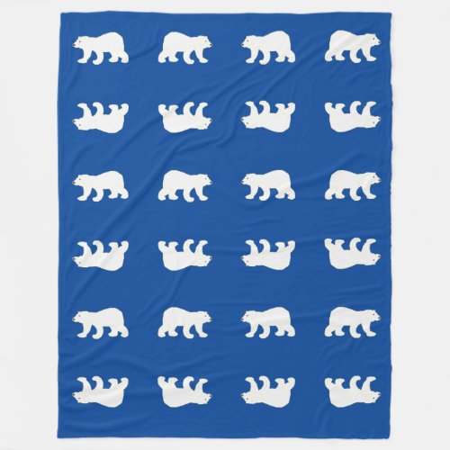 White Polar Bear Pattern Fleece Blanket
