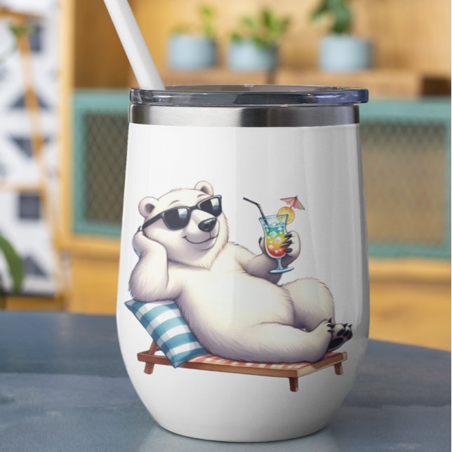 White Polar Bear Thermal Wine Tumbler (Creator Uploaded)