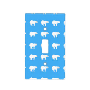 White polar bears on blue light switch cover