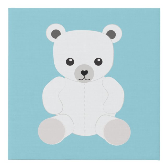 White Polar Teddy Bear Canvas (Front)