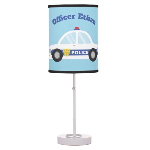 White Police Car Kids Room Decor Table Lamp