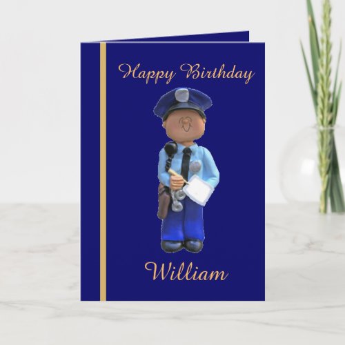 White Police Officer Birthday Card