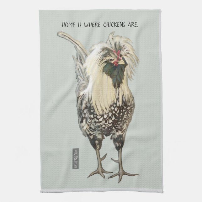 White Polish Rooster  ©TRFORSMAN Kitchen Towel (Vertical)