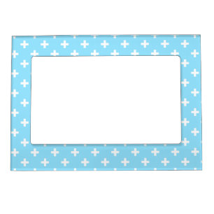White polka crosses on baby blue magnetic frame