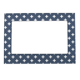 White polka crosses on blue-gray magnetic frame