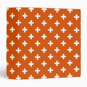 White polka crosses on burnt orange 3 ring binder