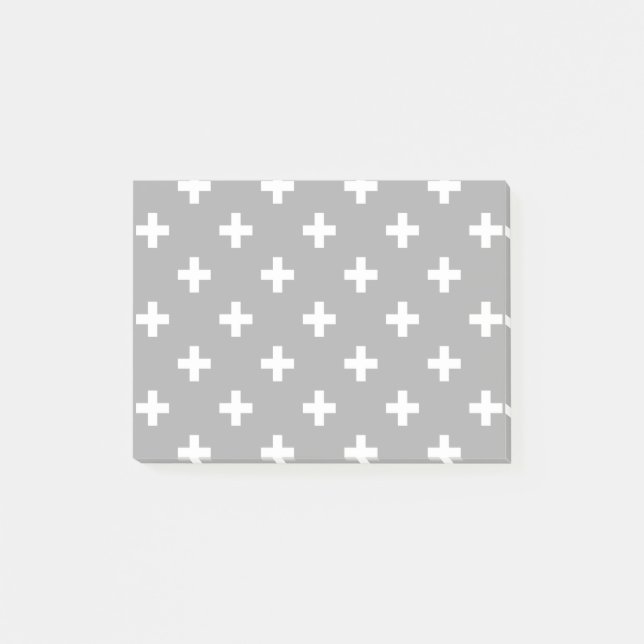 White polka crosses on gray post-it notes (Front)