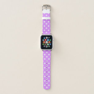 White polka crosses on lilac apple watch band