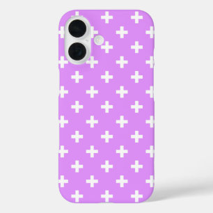 White polka crosses on lilac iPhone 16 case