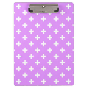 White polka crosses on lilac clipboard