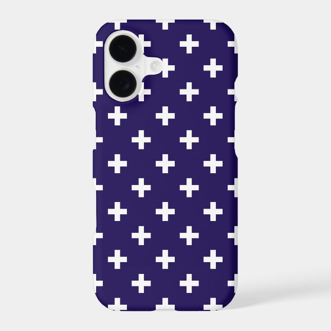 White polka crosses on navy blue Case-Mate iPhone case (Back)