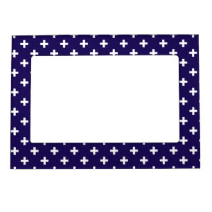 White polka crosses on navy blue magnetic frame