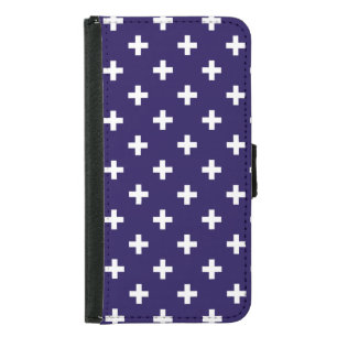 White polka crosses on navy blue samsung galaxy s5 wallet case