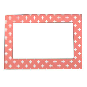 White polka crosses on peach magnetic frame